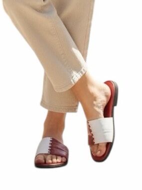 Villager•Color Block Leather Sandals Slides